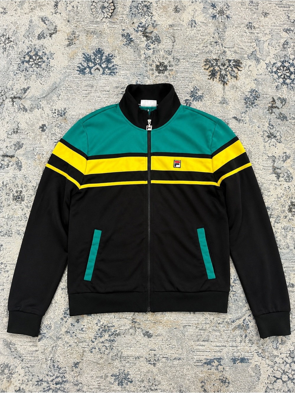 Fila Men's Black, Teal & Yellow Zip-Up Track Jacket